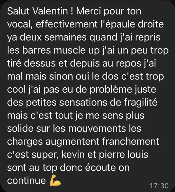 Message d'un sportif