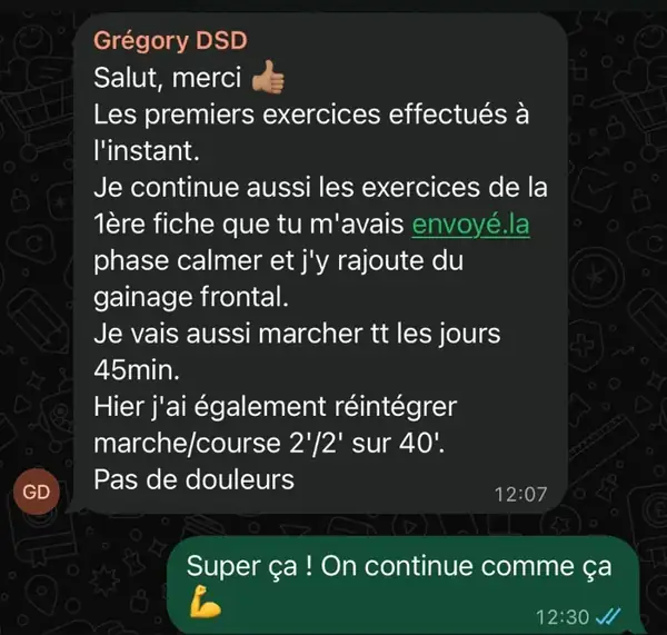 Message d'un sportif